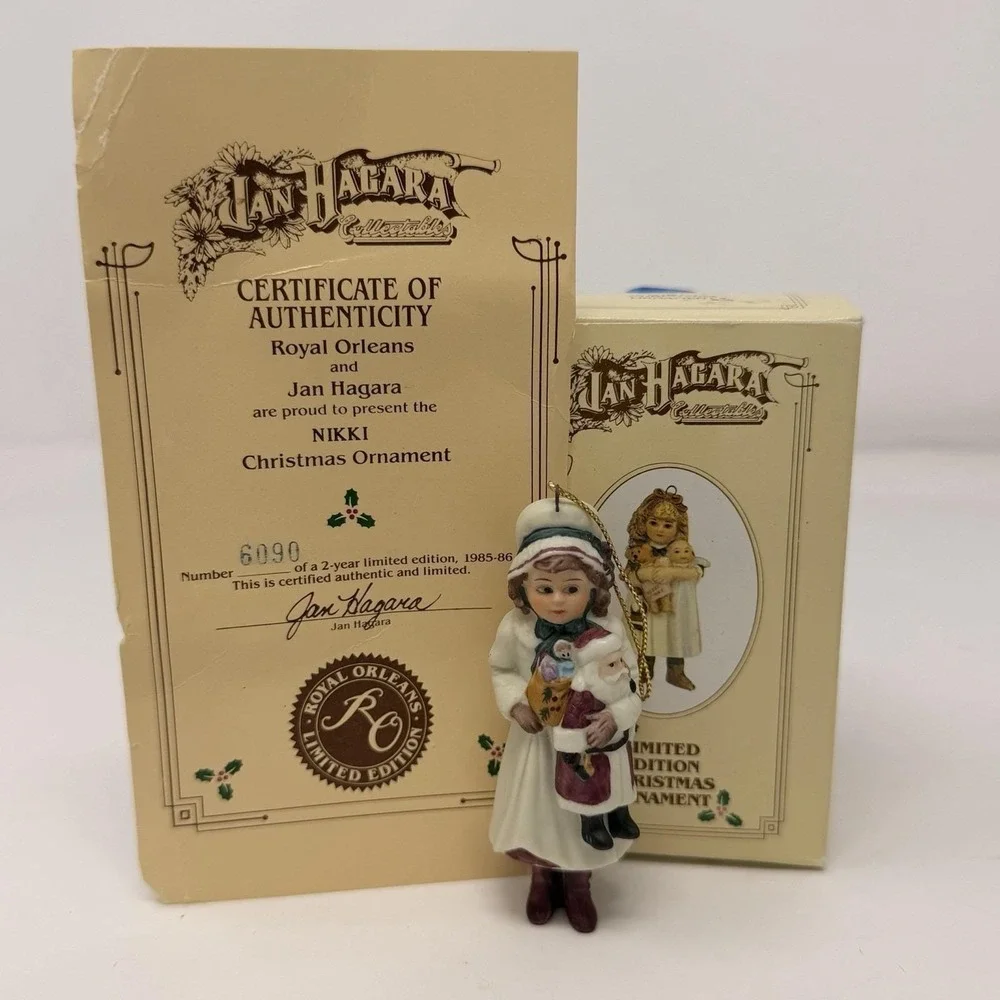 Jan Hagara Nikki Vintage 1985 Christmas Ornament Royal Orleans Ltd Ed w/‎ COA